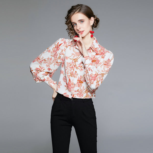 Western Style Female Design Sense Bubble Sleeve Shirt Female European Shirt Lantern Sleeve