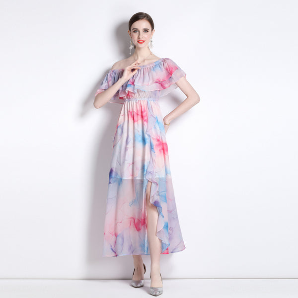 Split Chiffon Long Swing Holiday Dress