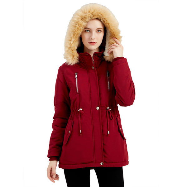 Thickened Lamb Wool Padded Coat Women Loose Women's Padded Suit Detachable Cap Plus Velvet Coat