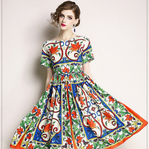 Vintage Printed Dress