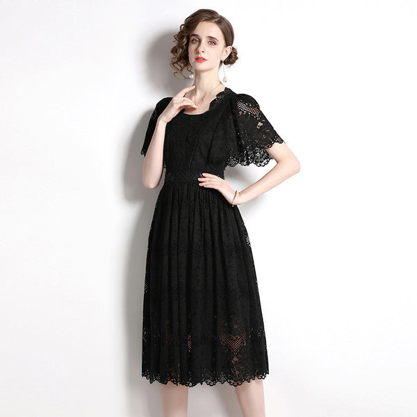 Solid Color Lace Dress